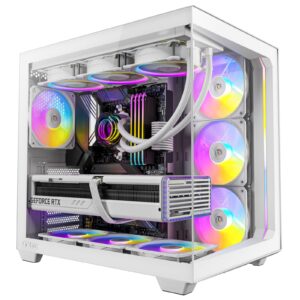 Antec C5 ARGB White 7 x 120mm PWM Fans Included Up to 10 Simultaneously Type-C 32 Gen 2 Port Seamless Tempered Glass Front & Side Panels 360mm Radiator Support Mid-Tower ATX PC Case