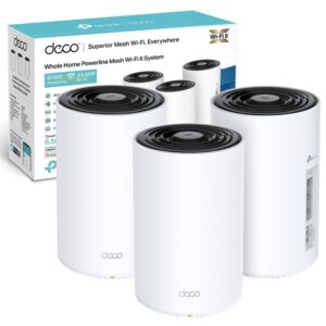 TP-Link Deco PX50 AX3000 + G1500 Whole Home Powerline Mesh Wi-Fi 6 System Dual-Band Gigabit Ports AI-Driven cover up to 6500 ft2 Connect 150 devices10 GHz CPU HomeShield Pack of 3