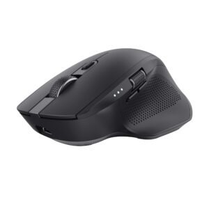 Trust Ozaa+ Multidevice Wireless Mouse Bluetooth + 24GHz Programmable Silent Side Scroll Wheel 60 Recycled Plastics Rechargeable for Laptop PC Computer Mac - Black