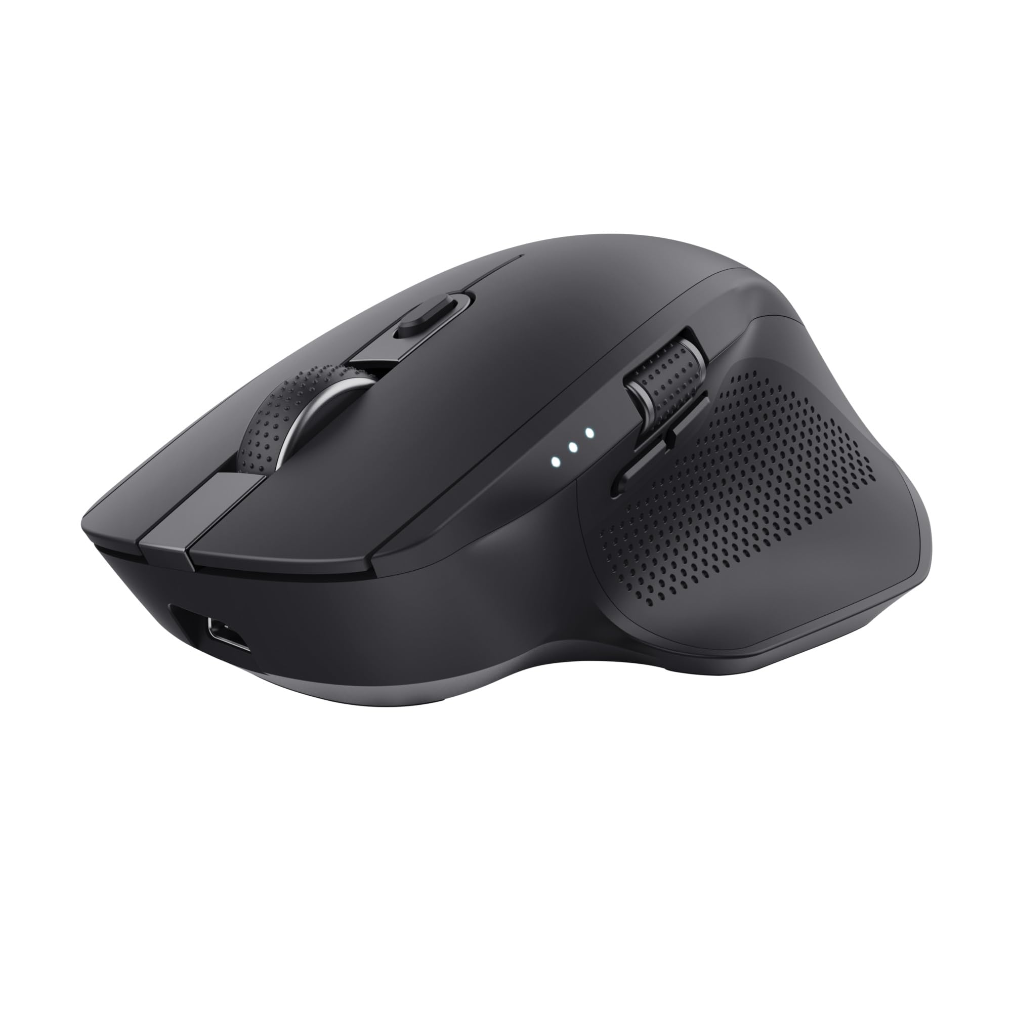 Trust Ozaa+ Multidevice Wireless Mouse Bluetooth + 24GHz Programmable Silent Side Scroll Wheel 60 Recycled Plastics Rechargeable for Laptop PC Computer Mac - Black