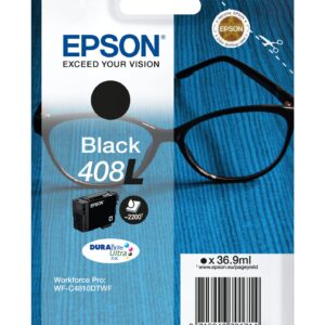 Epson Genuine Ink Singlepack High Yield Black 408 XL DURABrite Ultra