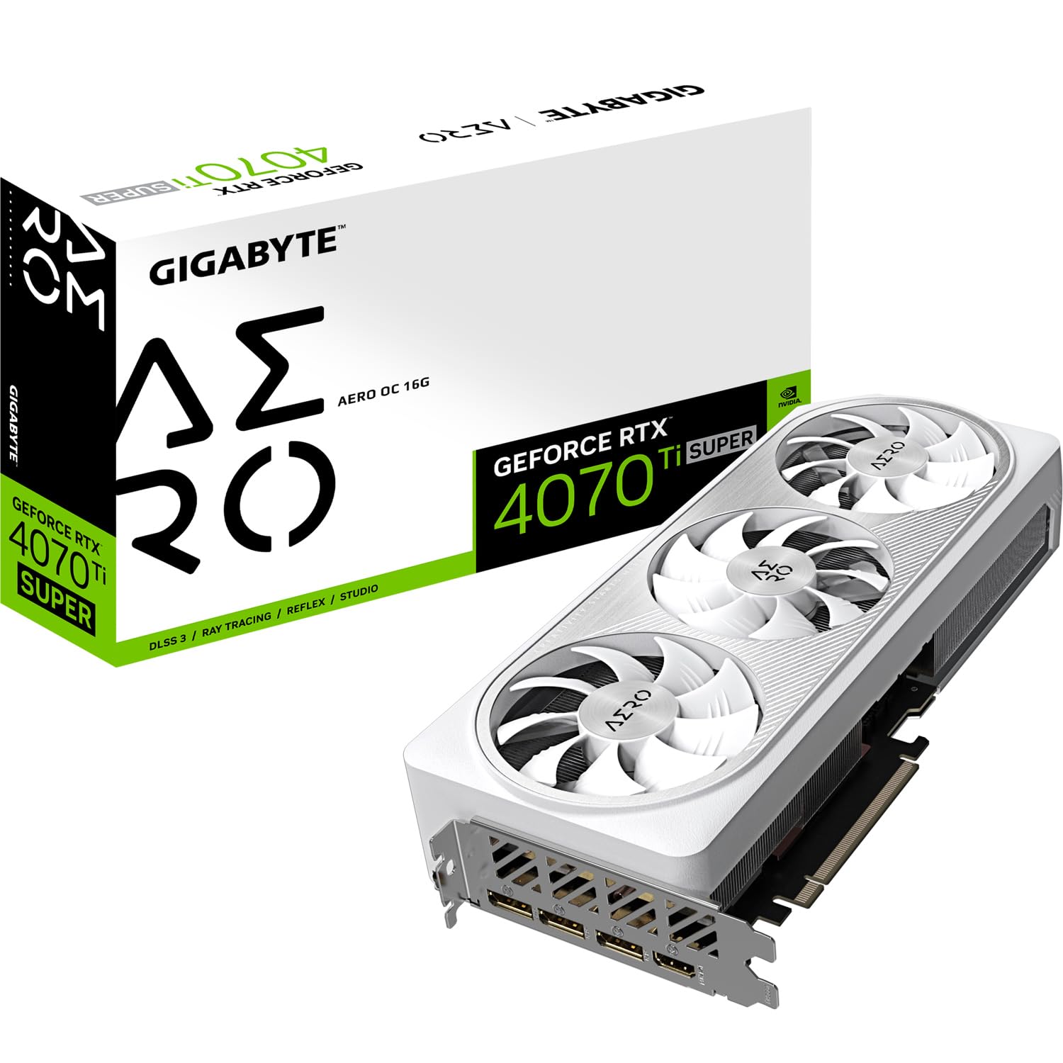 Gigabyte GeForce RTX 4070 Ti SUPER AERO OC Graphics Card - 2655MHz Core 16GB GDDR6X 21000MHz 256-bit Memory PCI-E 40 3x DP 14 1x HDMI 21a NVIDIA DLSS 35 GV-N407TSAERO OC-16GD