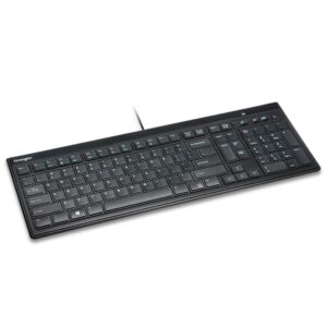 Kensington Wired Keyboard - AdvanceFit Slim Full Size USB Ideal Home Office Quiet Type Compatible with Windows Black (K72357UK)