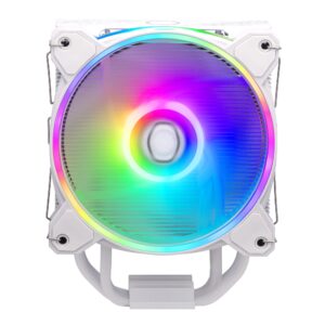 Cooler Master Hyper 212 Halo CPU Air - Pure White Aluminium Finish 4 Continuous Direct Contact Heat Pipes with Fins MF120 Halo2 ARGB Fan Auto Detect LGA1700 & AM5 Brackets