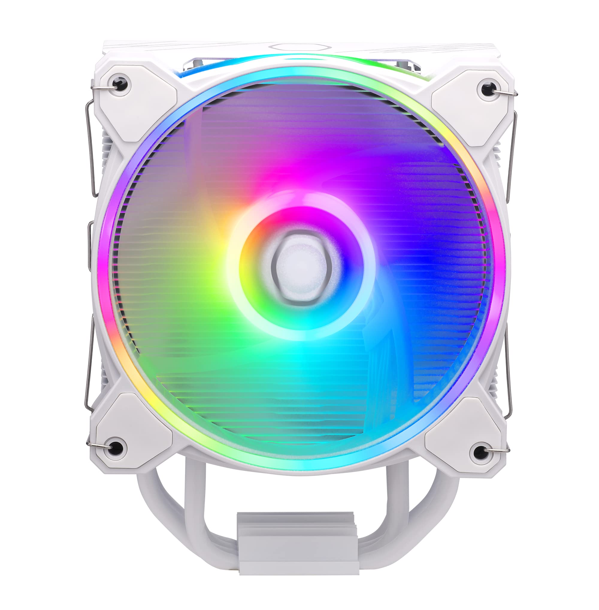 Cooler Master Hyper 212 Halo CPU Air - Pure White Aluminium Finish 4 Continuous Direct Contact Heat Pipes with Fins MF120 Halo2 ARGB Fan Auto Detect LGA1700 & AM5 Brackets