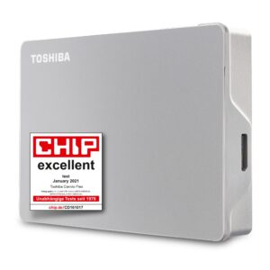Toshiba 4TB Canvio Flex Portable External Hard Drive for Mac Windows PC Smartphone and Tablet use compatible with most USB-C USB-A devices Silver (HDTX140ESCAA)