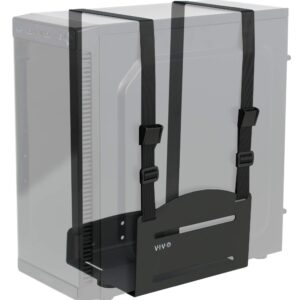 VIVO Universal PC Wall Mount Adjustable Steel Bracket Computer Case Open Frame CPU Strap Holder Black MOUNT-PC03V