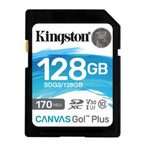 Kingston Canvas Go Plus SD card 128GB SDXC 170R C10 UHS-I U3 V30