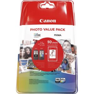 Canon Original Genuine High Capacity PG540L (PG-540L) Black & CL541XL (CL-541XL) Colour Ink combo twin pack for PIXMA MG2150 MG2250 MG3100 MG3150 MG3250 MG4150 MG4250 MX375 MX435 MX515 Inkjet Printers