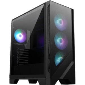 MSI MAG FORGE 320R AIRFLOW Mid-Tower PC Case - ATX Capacity RTX 40 GPU Support ARGB Fans Magnetic Dust Filters Tempered Glass 1-6 Control Board USB 32 Gen 1 Type-A