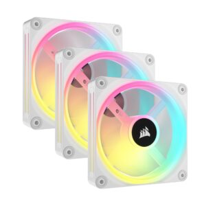 Corsair iCUE LINK QX120 RGB 120mm Magnetic Dome Fans - Triple Fan Starter Kit with System Hub White