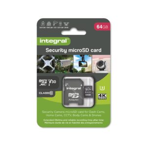 Integral Micro SD Security Card 64GB for Dash-Cams Home Cams CCTV Body and Drones Extended lifetime reliable recording time after with High Endurance