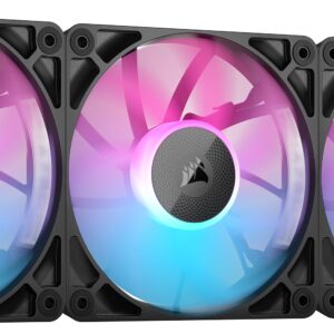 Corsair iCUE LINK RX120 RGB 120mm PWM Fans with System Hub - Magnetic Dome Bearing Triple Pack Black