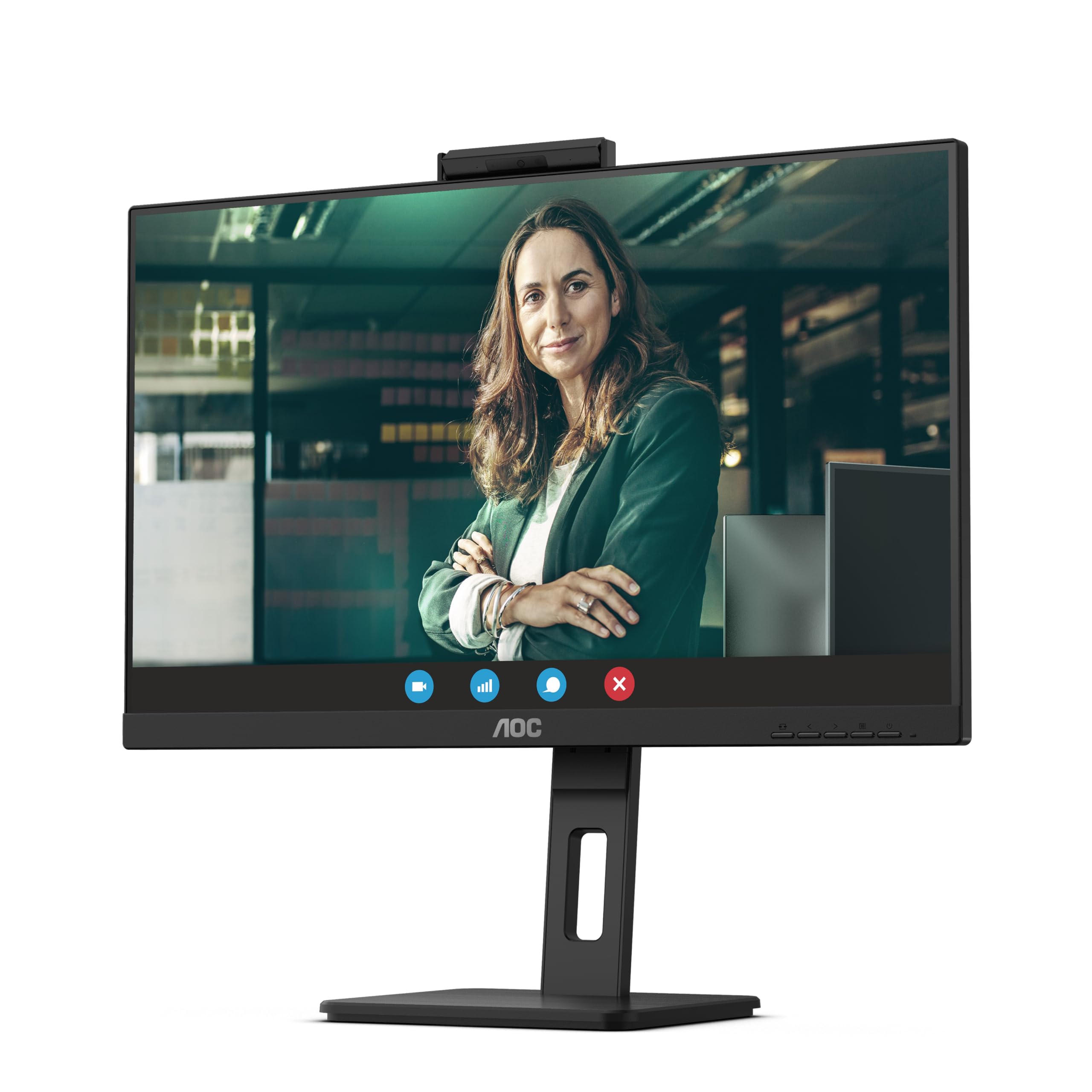 AOC Q27P3CW- 27 Inch QHD Monitor 75Hz IPS WebCam Height Adjust Speakers USB HUB USB-C PD 65W Flicker Free (2560x 1440 100Hz HDMI 20 / DP 14 32)