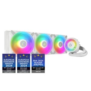 ARCTIC Liquid Freezer III 420 A-RGB - Water Cooling PC All-in-One CPU AIO Cooler Intel & AMD compatible efficient PWM-controlled pump fan: 200-1700 rpm LGA1851/1700 Contact Frame White