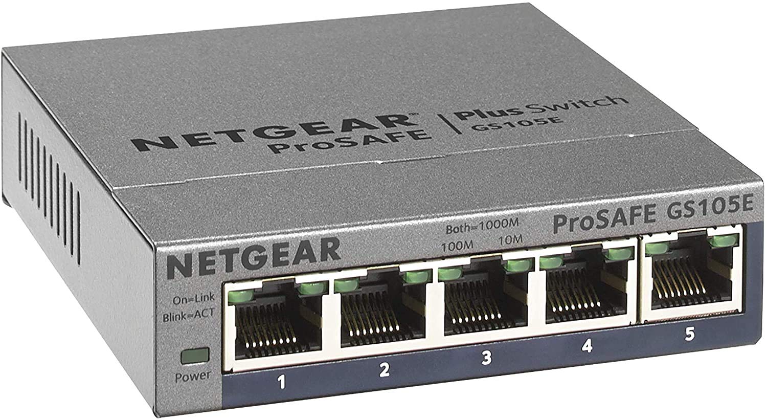 NETGEAR 5 Port Gigabit Ethernet Managed Network Switch (GS105E) - Splitter Hub Plug-and-Play Silent Operation Desktop or Wall Mount
