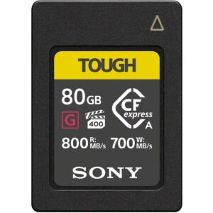 Sony 80GB TOUGH CFexpress Type A Flash Memory Card - VPG400 High Speed G Series with Video Performance Guarantee (Read 800MB/s and Write 700MB/s) CEA-G80T