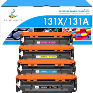 TRUE IMAGE Compatible Toner Cartridge Replacement for HP 131X CF210X 131A CF210A 128A CE320A 125A Laserjet Pro 200 Color MFP M276n M276nw M251nw M251n (Black Cyan Yellow Magenta 4-Pack)