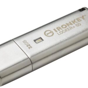 Kingston IronKey Locker+ 50 USB Flash Drive XTS-AES Encrypted for Data Protection with Automatic USBtoCloud Back Up-IKLP50/32GB