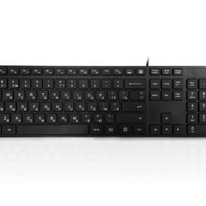 Accuratus 301 - Cyrillic Russian USB Full Size Super Slim Multimedia Keyboard with Square Modern Keys Black