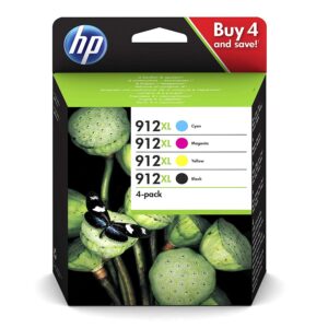 HP 912XL 3YP34AE Set of 4 Original Cartridges XL Fill for Officejet Pro 8010 8012 8014 8015 8020 8022 8023 8024 8025