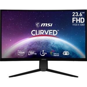 MSI G2422C 236 Inch FHD Curved Gaming Monitor - 1500R 1920 x 1080 VA Panel 180Hz / 1ms Adaptive Sync DP 12a HDMI 20b CEC