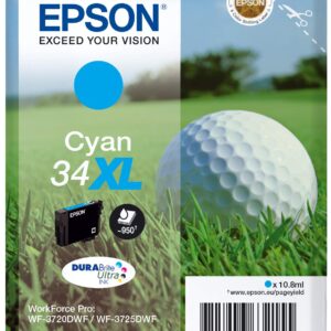 Epson 34XL Cyan Golfball Genuine High Yield DURABrite Ultra Ink Cartridge
