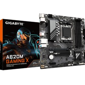 Gigabyte A620M GAMING X Motherboard - Supports AMD Ryzen 8000 CPUs 8+2+1 Phases Digital VRM up to 8000MHz DDR5 (OC) 1xPCIe 40 M2 GbE LAN USB 32 Gen 2