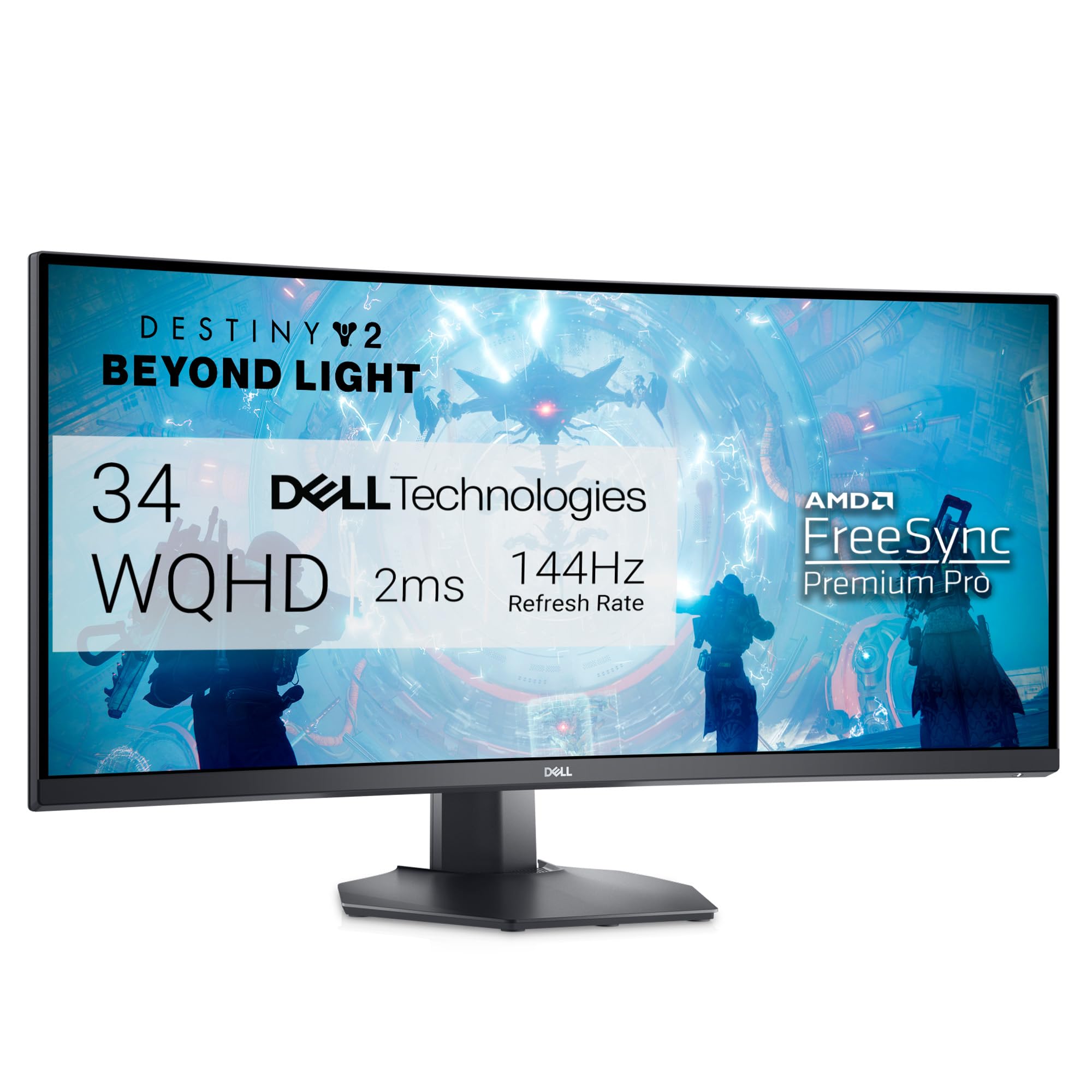 Dell S3422DWG 34 inch WQHD (3440x1440) 21:9 1800R Curved Gaming Monitor 144Hz VA 1ms MPRT AMD FreeSync Premium Pro HDR 400 DisplayPort 2x HDMI 5x USB 3 Year Warranty Black