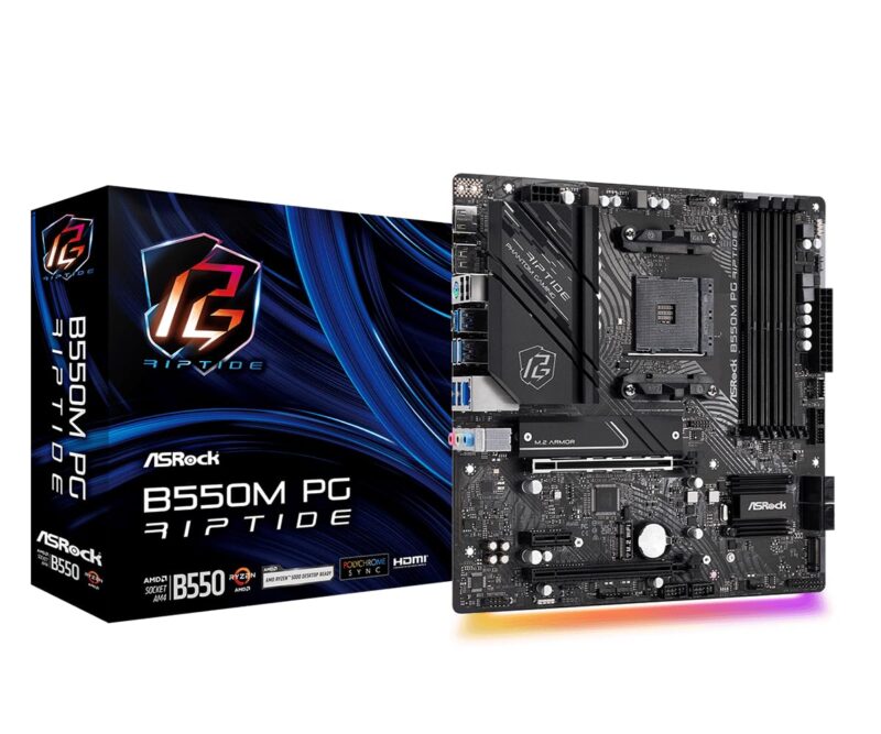 ASRock B550M PHANTOM GAMING RIPTIDE AMD B550 AM4 Micro ATX 4 DDR4 HDMI DP XFire 25GB LAN RGB 2x M2, photo 1 of 1