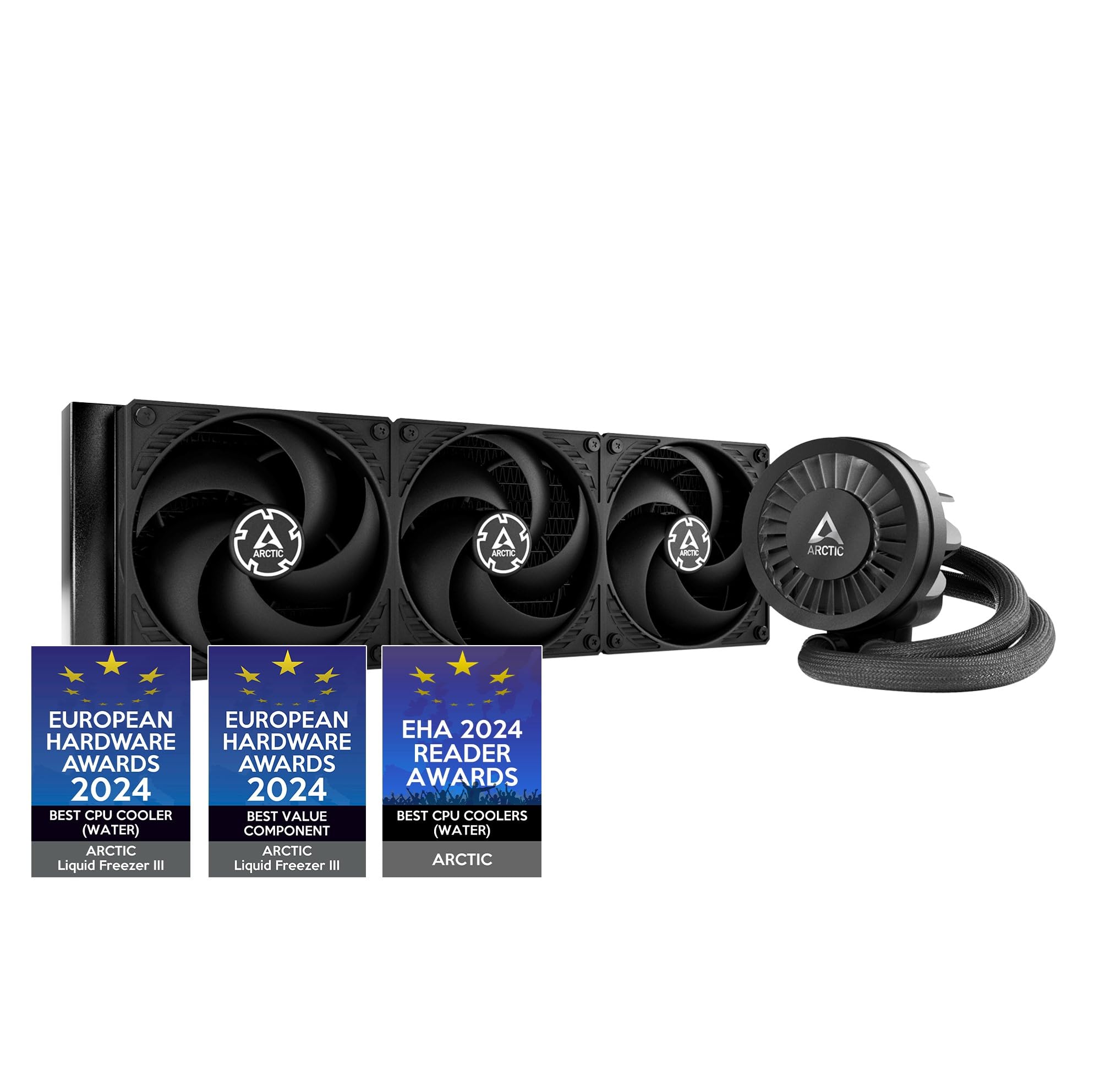 ARCTIC Liquid Freezer III 360 - Water Cooling PC All-in-One CPU AIO Cooler Intel & AMD compatible efficient PWM-controlled pump fan: 200-1800 rpmLGA1851 and LGA1700 Contact Frame Black