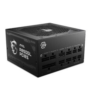 MSI MAG A850GL PCIE5 Power Supply Unit 850W 80 Plus Gold Fully Modular ATX 30 PCIe 50 GPU Support Black Flat Cables 7 Year Warranty