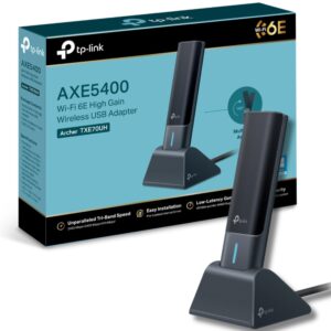 TP-Link AXE5400 Wi-Fi 6E Multi-Angle High Gain Tri-Band Wireless USB 30 Adapter 6 GHz band Works with Windows 11/10 Flexible & Easy Installation (Archer TXE70UH)