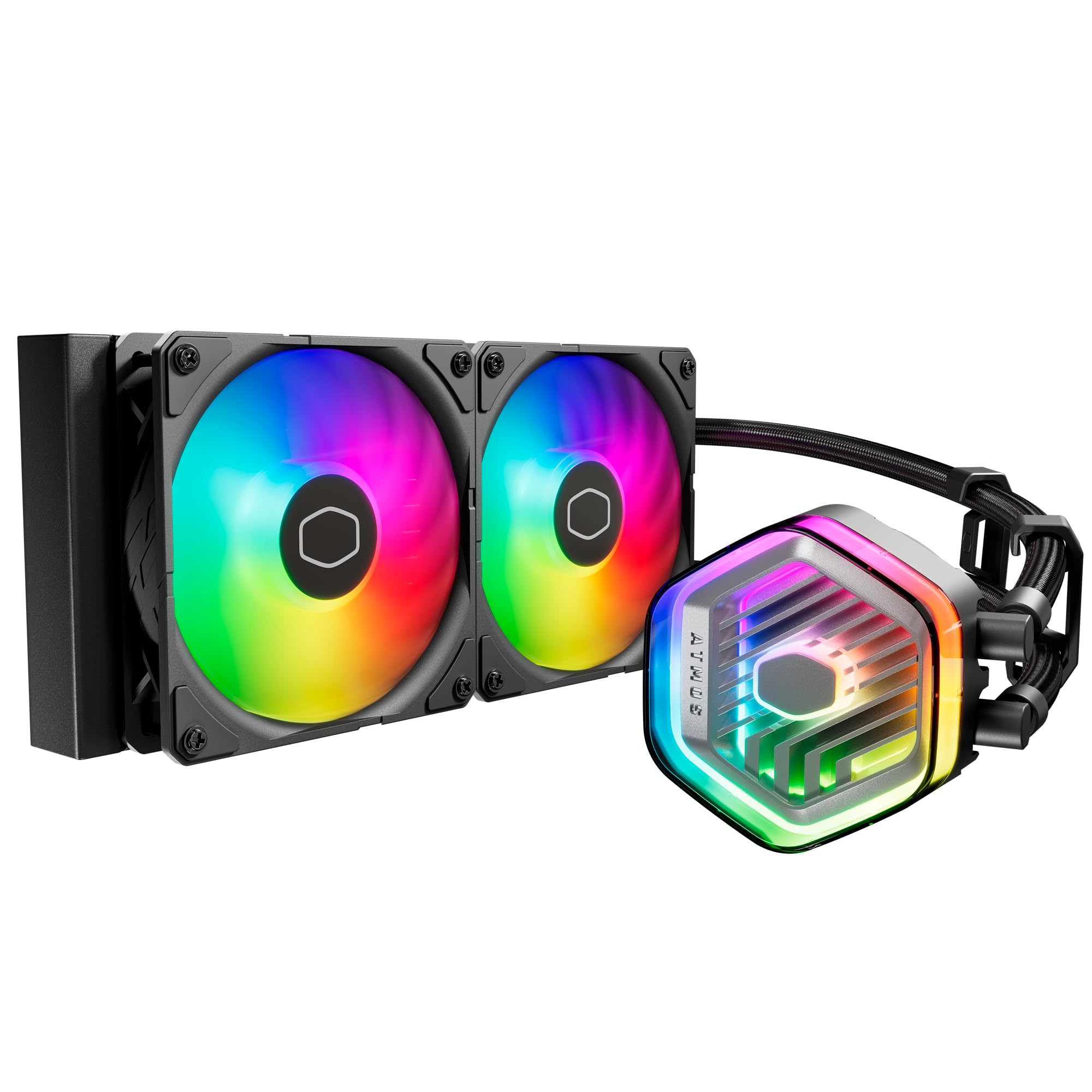 Cooler Master MasterLiquid Atmos 240 Black CPU Liquid - AIO Water Cooling System Dual Chamber Pump Pre-Installed Sickleflow 120 Edge Fans Addressable Gen 2 RGB LGA1700 & AM5 Brackets