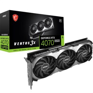 MSI GeForce RTX 4070 SUPER 12G VENTUS 3X OC Gaming Graphics Card - 12GB GDDR6X PCI Express Gen 4 192-bit DP v 14a HDMI 21a (Supports 4K & 8K HDR)