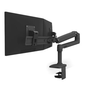 Ergotron LX - Mounting kit (articulating arm 2 pivots dual displays bow base 2-piece desk clamp 8" pole extension) for LCD direct matte black screen size: up to 25"