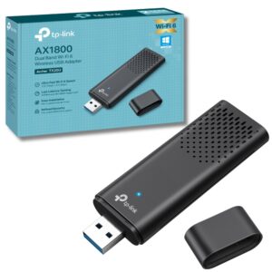 TP-Link AX1800 Dual Band Wi-Fi 6 Wireless USB Adapter dongle SuperSpeed 30 MU-MIMO Low- Latency Gaming Supports Windows 10/11 Highly Secure WPA3 Easy Setup (Archer TX20U)