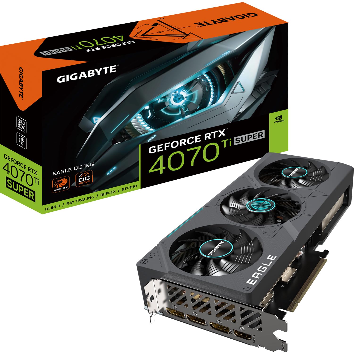 Gigabyte GeForce RTX 4070 Ti SUPER EAGLE OC Graphics Card - 2640MHz Core 16GB GDDR6X 21000MHz 256-bit Memory PCI-E 40 3x DP 14 1x HDMI 21a NVIDIA DLSS 35 GV-N407TSEAGLE OC-16GD