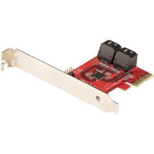 StarTechcom SATA PCIe Card - 4 Port Expansion 6Gbps Low/Full Profile Stacked Connectors ASM1164 Non-Raid PCI Express to Converter (4P6G-PCIE-SATA-CARD)