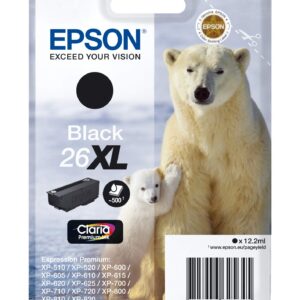 Epson 26XL Polar Bear Black High Yield Genuine Claria Premium Ink Cartridge