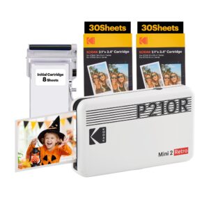 KODAK Mini 2 Retro 4PASS Mobile Photo Printer 53 x 86 cm Pack of 68 Sheets White