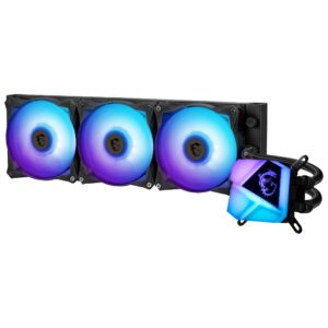 MSI MAG CORELIQUID C360 AIO CPU Liquid Cooler - Spectacular ARGB Blockhead Integrated Radiator Pump Split-Flow Water Cooling Evaporation-Proof Tubing Easy to Install AMD & Intel Compatible