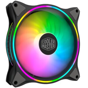 Cooler Master MasterFan MF140 Halo ARGB - Dual Ring Addressable RGB Lighting Case and Cooling Hybrid Fan Blade Design with Jam Sensor Protection Vibration Dampening Frame 140 mm