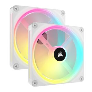 Corsair iCUE LINK QX140 RGB 140mm Magnetic Dome Fans - Double Fan Starter Kit with System Hub White