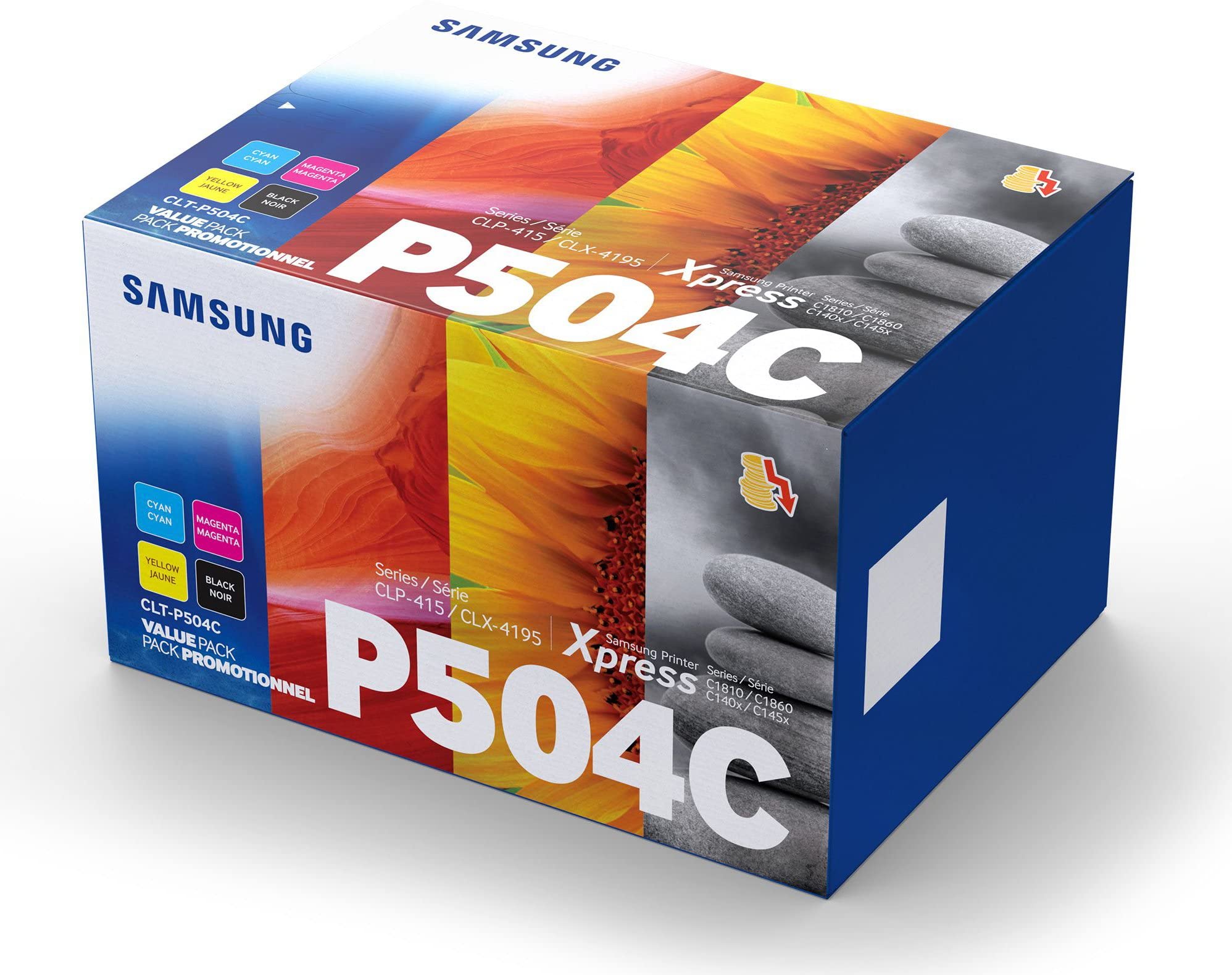 HP Samsung CLT-P504C - 4-pack black yellow cyan magenta original toner cartridge (SU400A) for CLP-415 CLX-4195 MultiXpress SL-C1453 C1454 Xpress SL-C1404 C1810 C1860