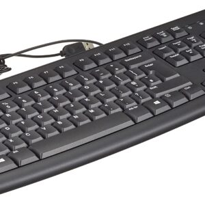 Logitech K120 Wired Business Keyboard for Windows or Linux USB Plug-and-Play Full-Size Spill Resistant Curved Space Bar PC/Laptop QWERTY UK Layout - Black