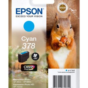 Epson 378 Cyan Squirrel Genuine Claria Photo HD Ink Cartridge Standard Capacity