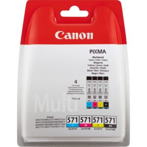 Canon CLI-571 C M Y BK Pack of 4 cartridges (Black Cyan Magenta Yellow) Genuine (Plastic )
