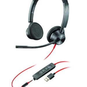 Plantronics Blackwire 3325 USB-A (Poly) Wired Dual-Ear (Stereo) Headset with Boom Mic Connect to PC/Mac via or mobile/tablet 35 mm connector Works w/ Teams (Certified) Zoom & more