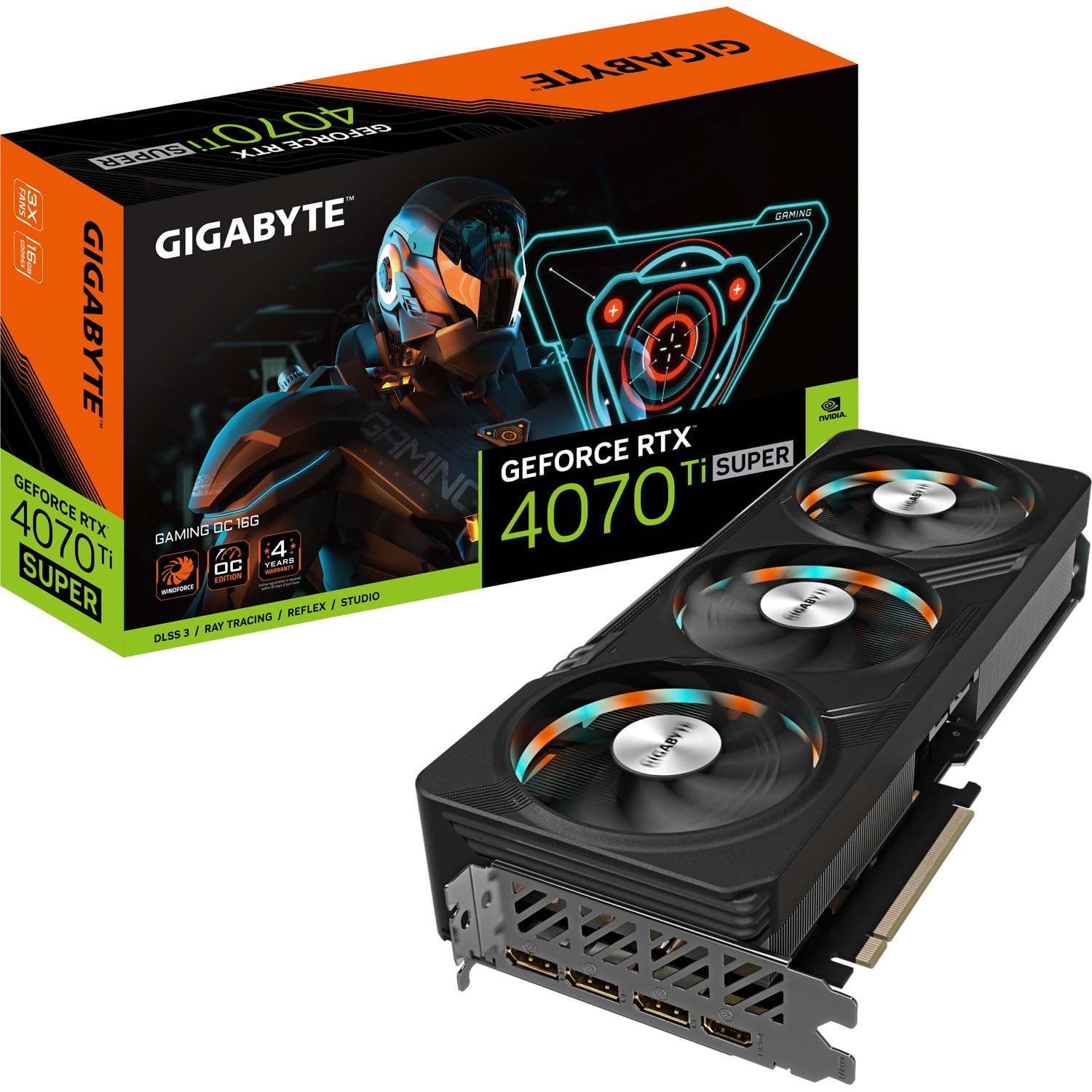 Gigabyte GeForce RTX 4070 Ti SUPER GAMING OC Graphics Card - 2655MHz Core 16GB GDDR6X 21000MHz 256-bit Memory PCI-E 40 3x DP 14 1x HDMI 21a NVIDIA DLSS 35 GV-N407TSGAMING OC-16GD
